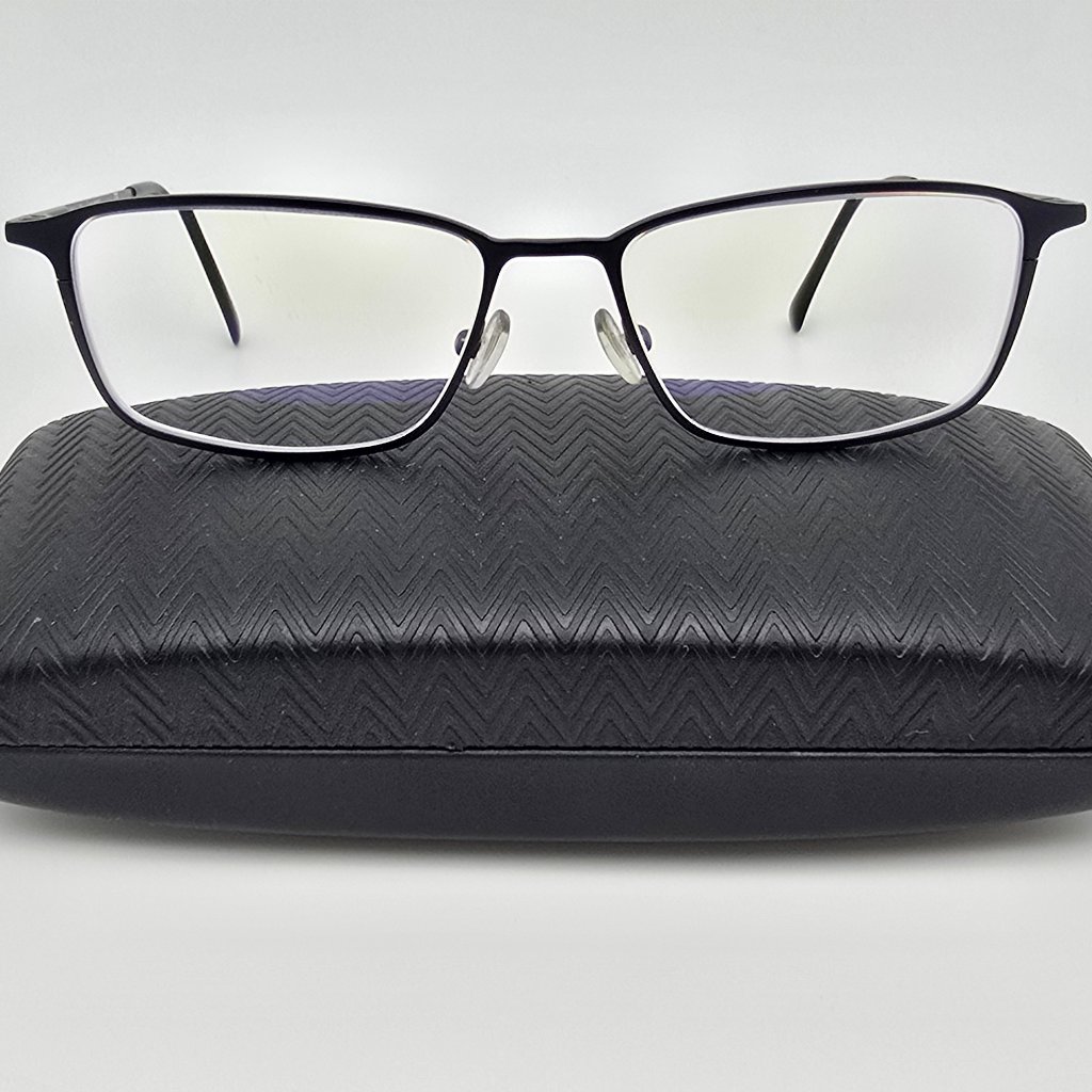 Michael Ryen Mr-227 C3 Navy Graphite Eyeglasses Frame W/ Flexhinge And Case 53mm
